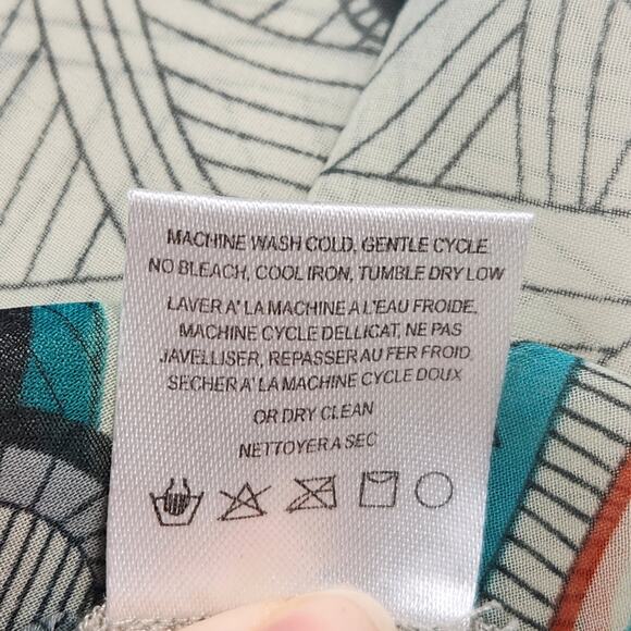 Konrad & Joseph Anthropologie Blouse Women’s SZ SM Aqua Green/Cream EUC - Picture 5 of 10